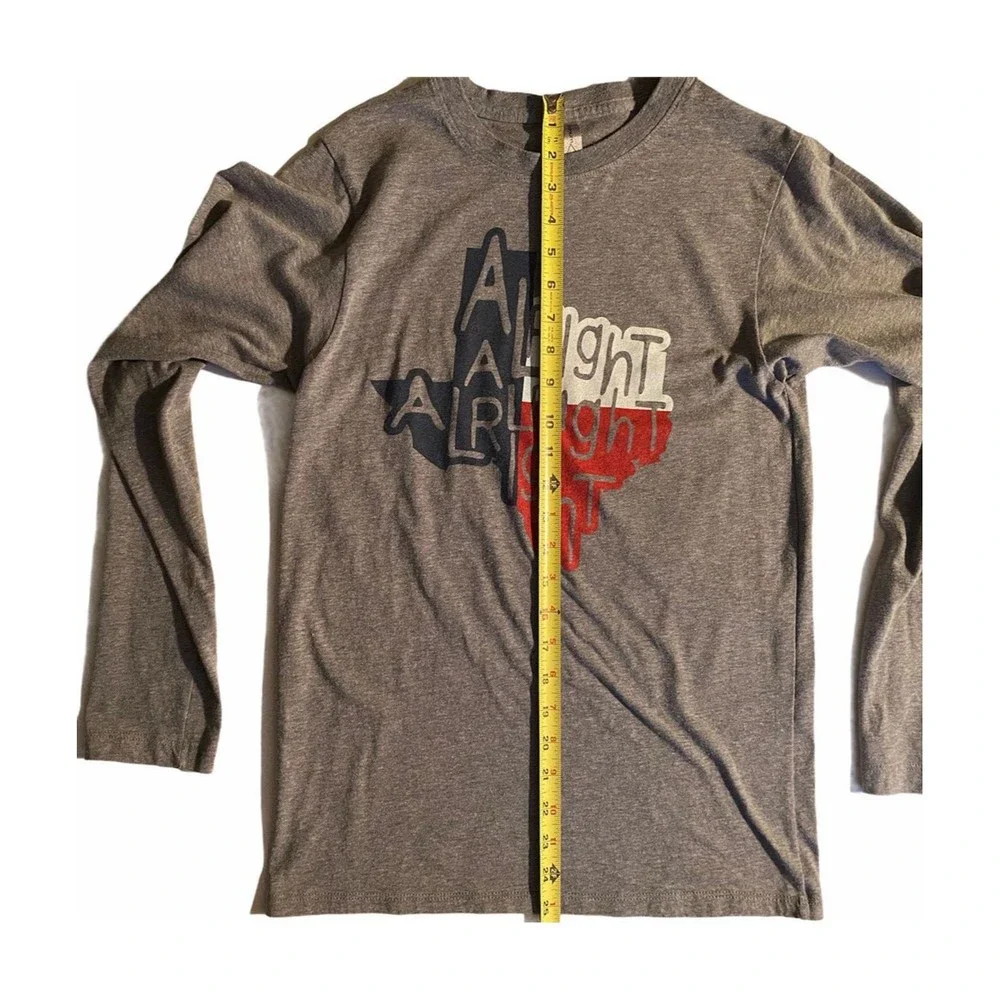 Texas Alright Alright Alright McConaughey Long Sleeve Gray T-Shirt Men's Small - Picture 7 of 9
